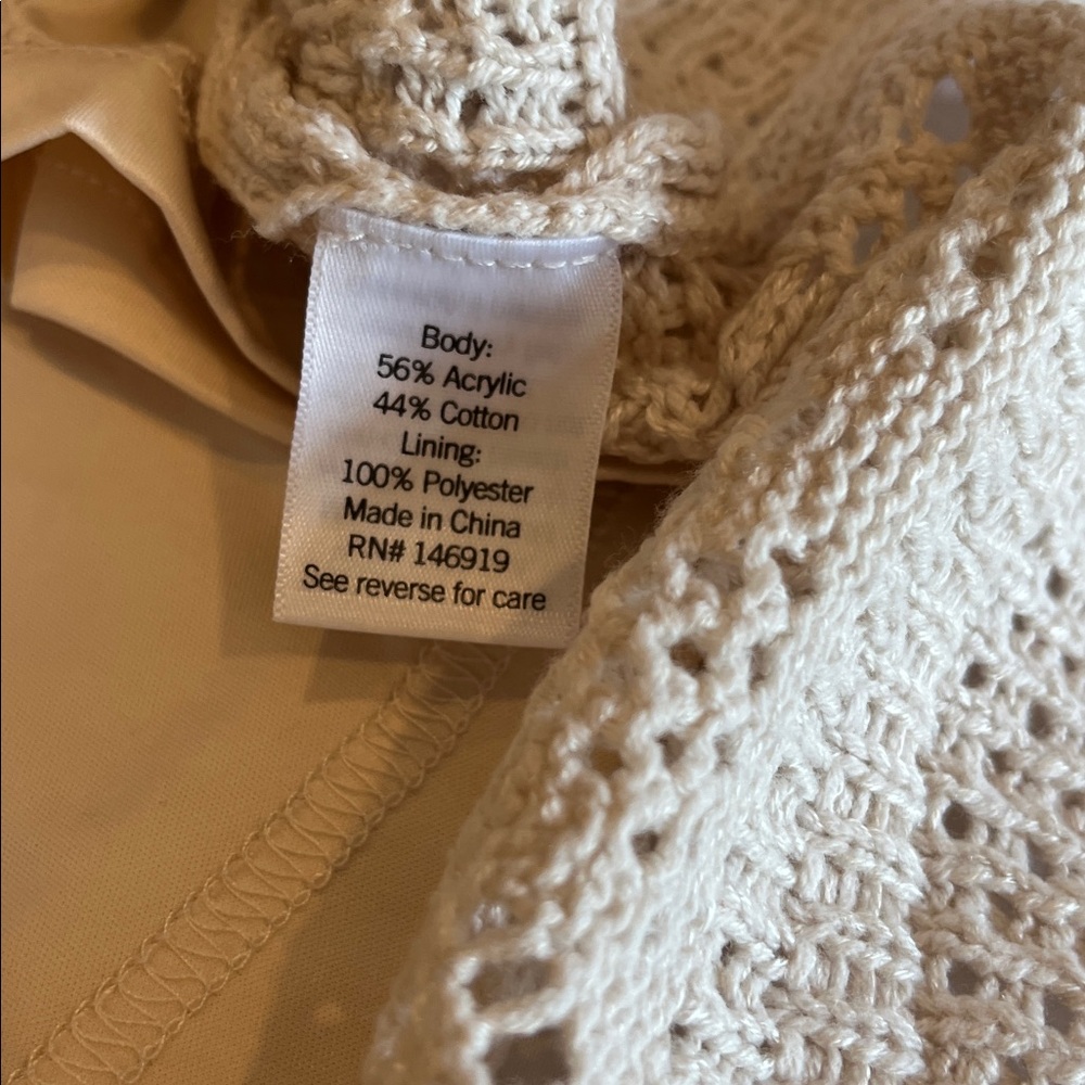 💥HP💥Womens LC Lauren Conrad Pointelle Tank Sweater Dress – Large – Cream Crochet - Picture 12 of 13